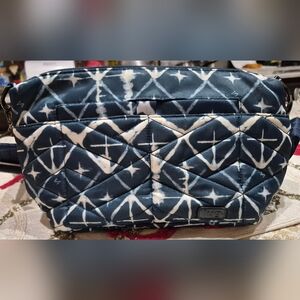 Lug Flare RFID Crossbody Navy Diamond Polyester Zip, Excellent Condition